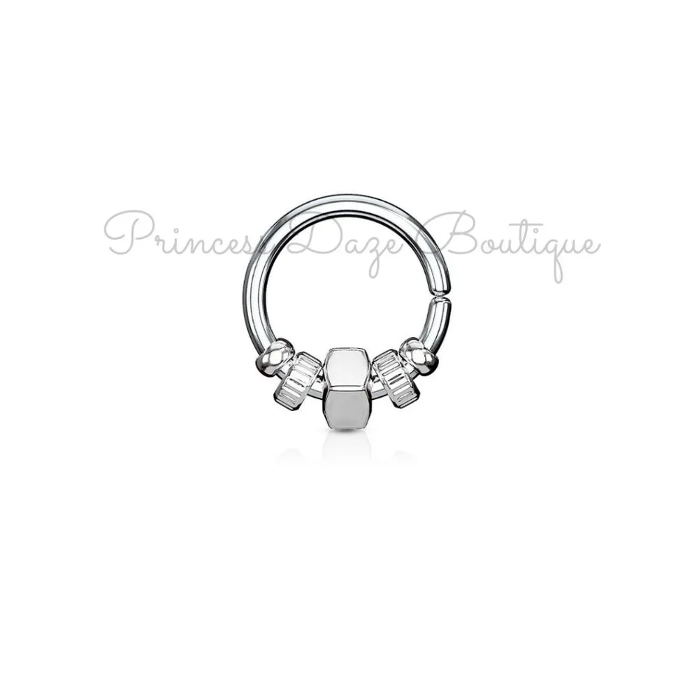 Silver‎ Unique Grooved Septum Ear Cartilage Piercing Nose Or Earring
